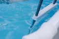 Ladder handrails for descent into country swimming pool