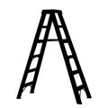 Ladder icon isolated on white background. Aluminium or metal staircase with steps for housekeeping.