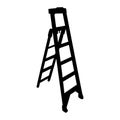 Ladder icon isolated on white background. Aluminium or metal staircase with steps for housekeeping.