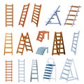 Ladder icons set, cartoon style