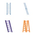 Ladder icons set cartoon vector. Different type of metal and wooden ladder