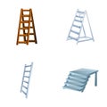 Ladder icons set cartoon vector. Step ladder and stairway