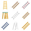 Ladder icons set flat vector isolated