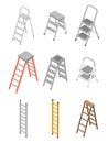 Ladder icons set, isometric style