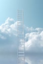 Ladder leading to blue sky with white clouds