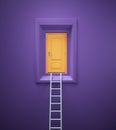 Ladder leading to a closed door Royalty Free Stock Photo