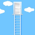Ladder leading to door on a clouds illustration eps 10 Royalty Free Stock Photo