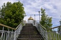 Ladder leading in the Belogorsk Sacred - Nikolaev orthodox and missionary monastery. Ladder to the Christian Orthodox Church, Perm Royalty Free Stock Photo