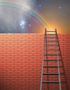 Ladder leans on wall Royalty Free Stock Photo