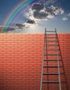 Ladder leans on wall Royalty Free Stock Photo