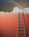 Ladder leans on wall Royalty Free Stock Photo