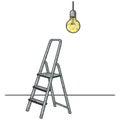 ladder and light bulb sketch vector illustration