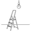 Ladder and light bulb sketch vector illustration