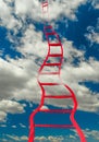 Ladder long difficult among  clouds leadin high to the sky heaven 3d rendeing Royalty Free Stock Photo