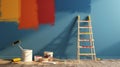 A Ladder in a Painted Room.AI generated image Royalty Free Stock Photo