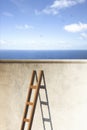 Ladder passes the wall, a door to freedom Royalty Free Stock Photo