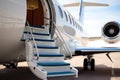 Ladder in a private jet, Business private jet airplane parked at terminal, Luxury tourism and business travel transportation Royalty Free Stock Photo