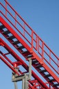 Ladder and railway of small steel roller coaster close Royalty Free Stock Photo