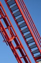 Ladder and railway of small steel roller coaster close Royalty Free Stock Photo