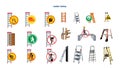 ladder safety for factories and industrial worker icon illustration Royalty Free Stock Photo