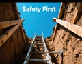 Ladder in Shored Trench for Safe Egress, generative ai Royalty Free Stock Photo