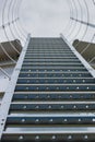 Ladder on silo for storage grain after harvest. Detail of agricultural equipments