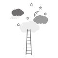 Ladder sky sun clouds. Cloud technology. Business concept. Vector illustration. stock image. Royalty Free Stock Photo