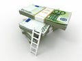 Ladder on stack from packs of euro Royalty Free Stock Photo