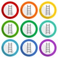 Ladder, step, climb, tool, level vector icons, set of colorful flat design buttons for webdesign and mobile applications Royalty Free Stock Photo