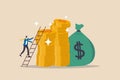 Ladder of success in financial target, career path income achievement or investment for retirement concept, young businessman Royalty Free Stock Photo