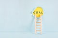 Ladder of success, having a goal, education, marketing and business concept, brainstorming for new targets, torn paper Royalty Free Stock Photo