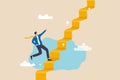 Ladder of success, stair way to succeed and reach business target, growth or growing career path, motivation and challenge to Royalty Free Stock Photo