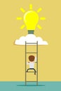 Ladder to cloud with idea light bulb. Royalty Free Stock Photo