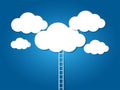 ladder to the clouds on blue background. Royalty Free Stock Photo