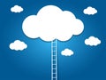 ladder to the clouds on blue background Royalty Free Stock Photo