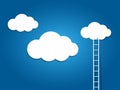 ladder to the clouds on blue background Royalty Free Stock Photo