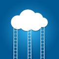 ladder to the clouds on blue background. Royalty Free Stock Photo