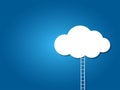 ladder to the clouds on blue background. Royalty Free Stock Photo