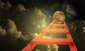 Ladder to the moon courange way dream achievement - 3d rendering