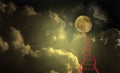 Ladder to the moon courange way dream achievement - 3d rendering