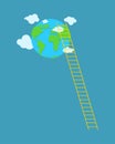 Ladder to planet earth isolated. vector illustration