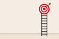 Ladder to the red target on pastel wall background as metaphor for business target or goal success and winner, success concepts.