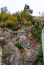 Ladder to Schlossberg or Castle Hill with the tower Uhrturm, Graz, Austria Royalty Free Stock Photo