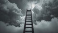 Ladder to the Sky Amidst Stormy Clouds Symbolizing Struggle Royalty Free Stock Photo