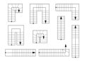 Ladder top view. Architectural element for drawings and sketches. Set of different stairs