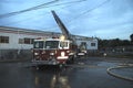 Ladder truck has ladder extended