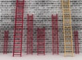 Ladders against brick old wall Royalty Free Stock Photo