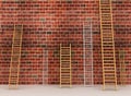 Ladders against old brick wall Royalty Free Stock Photo