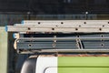 Ladders on top of a work van Royalty Free Stock Photo