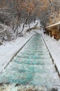 Ladders and trails covered with snow